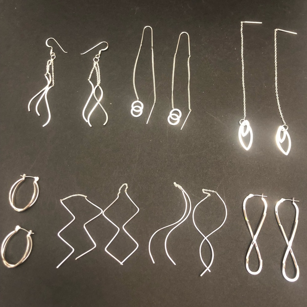 Silver-toned minimalist threader earrings
